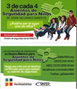 Picture of Car Seat Use Card - Spanish 